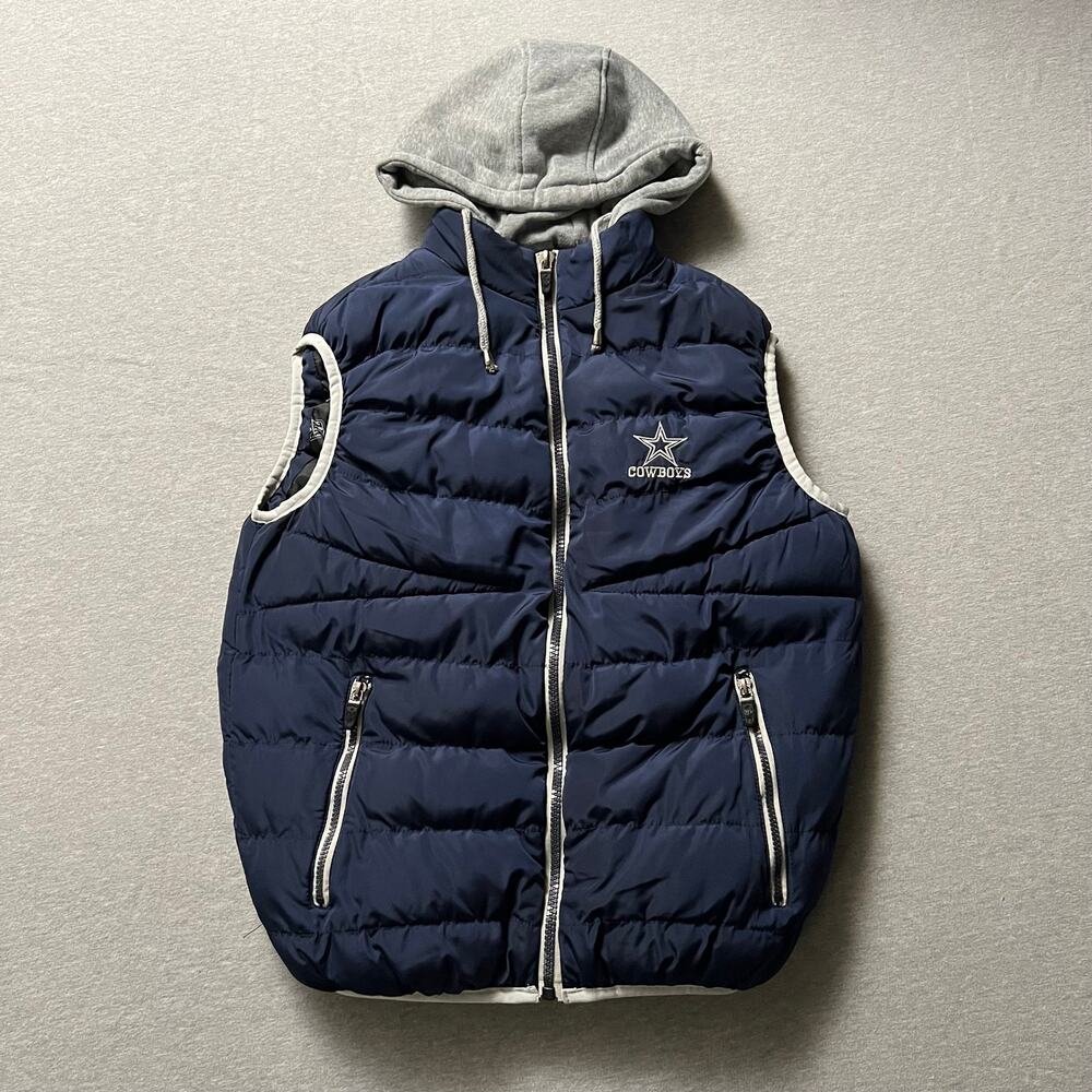 Dallas Cowboys Puffer Vest Women's M Navy Blue Hooded NFL Football Sportswear